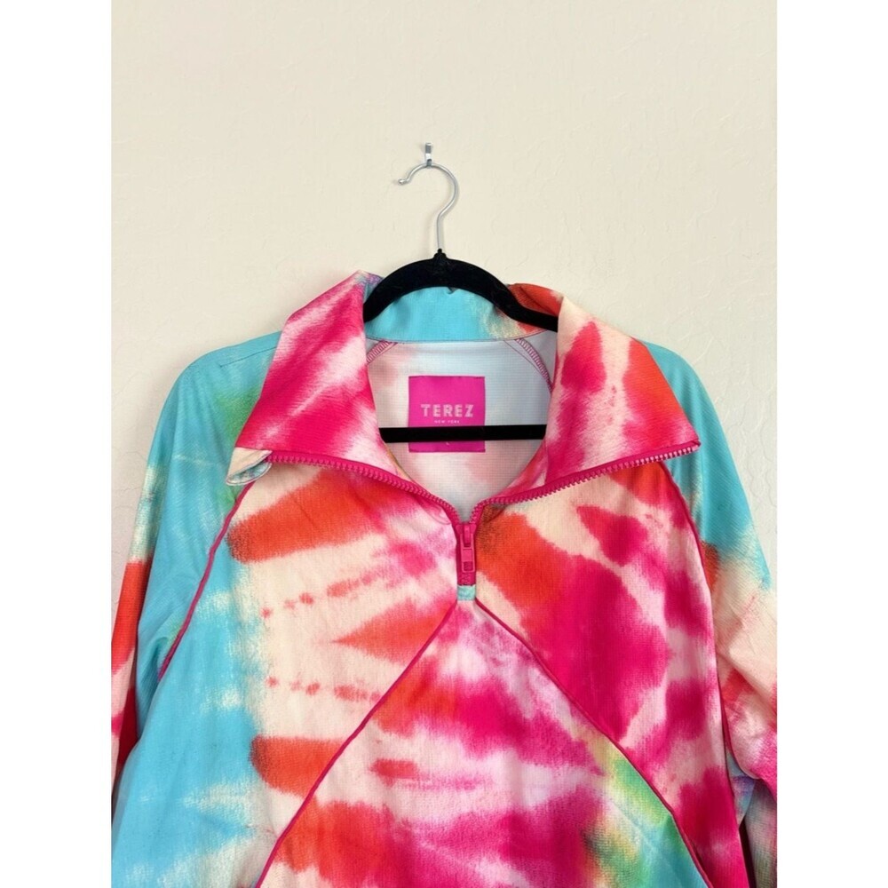 Terez Totally Tie Dye Ripstop Half Quarter Zip Windbreaker Jacket 80s Large - Picture 3 of 8